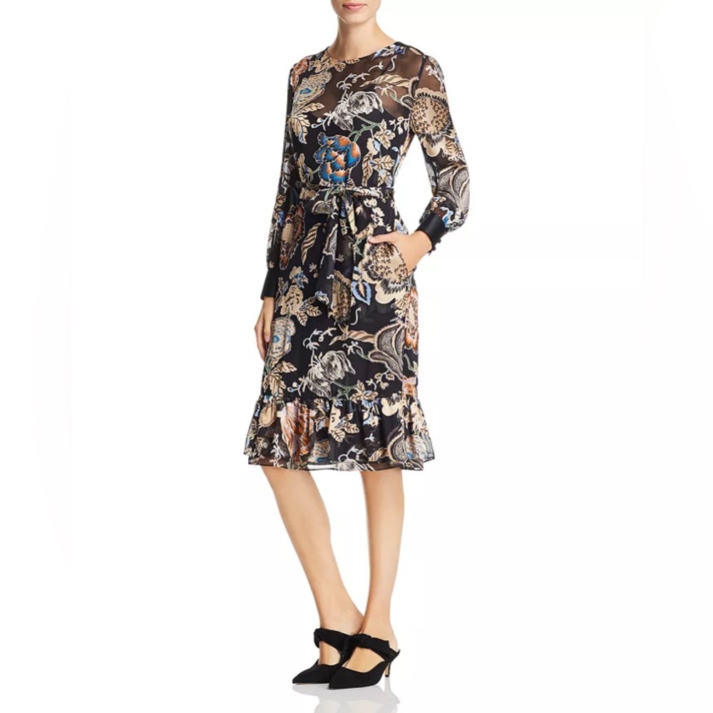 NWT $548 Tory Burch Gwyneth Long-sleeve Printed Dress